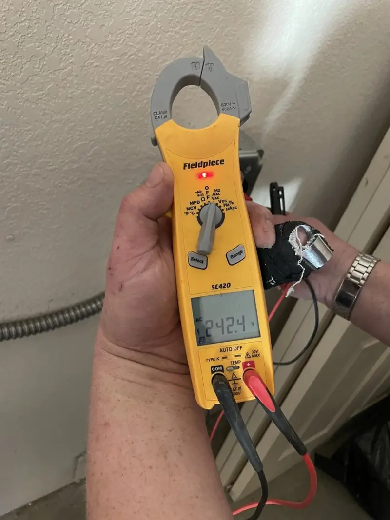 Voltage testing with clamp meter during Generator Installation in Abington